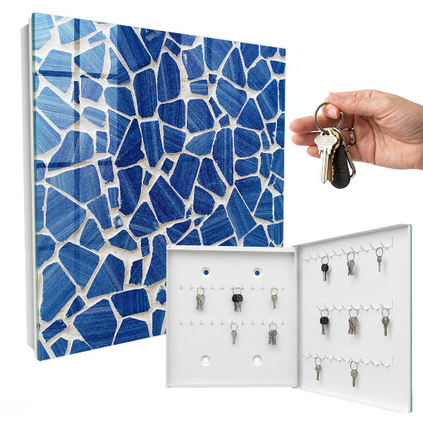 Caja para llaves diseño mosaico azul