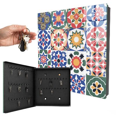 Armario para colgar llaves con diseño de mosaico de flores