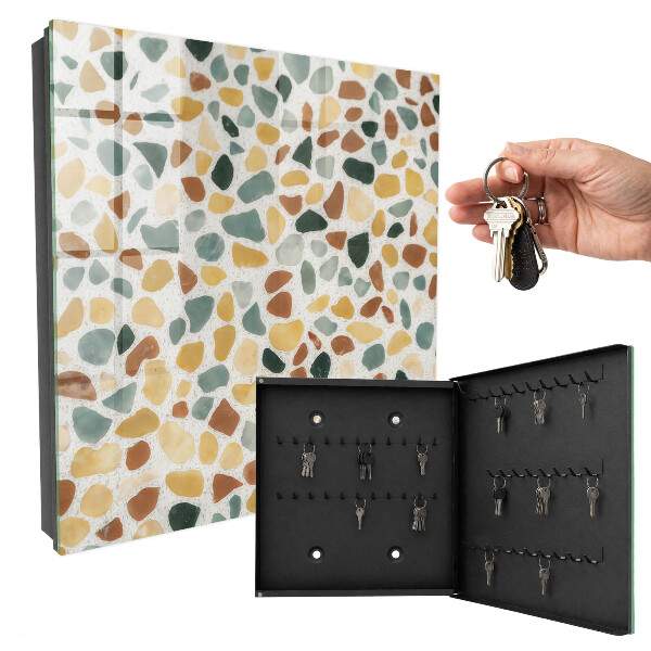 Caja para llaves con diseño de mosaico de guijarros