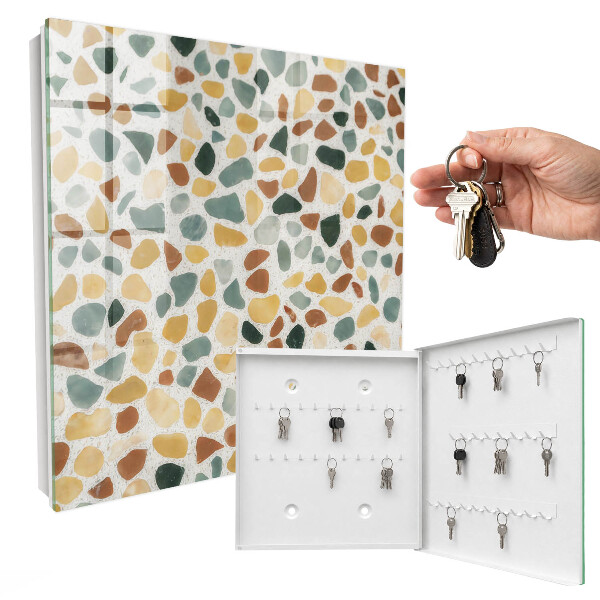 Caja para llaves con diseño de mosaico de guijarros
