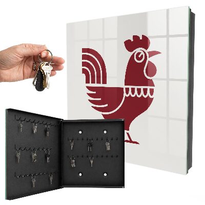 Caja para llaves con diseño de gallo estilo folclórico