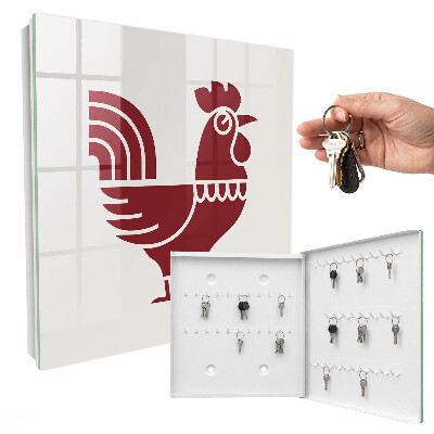 Caja para llaves con diseño de gallo estilo folclórico