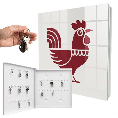 Caja para llaves con diseño de gallo estilo folclórico