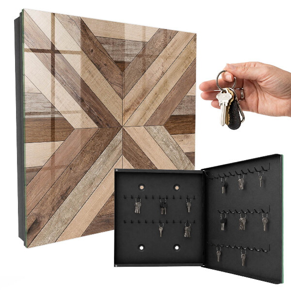 Armario para llaves de madera con diseño geométrico