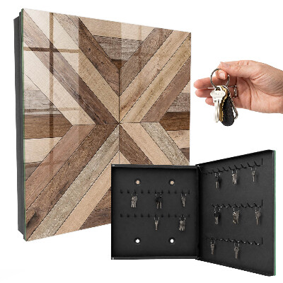 Armario para llaves de madera con diseño geométrico