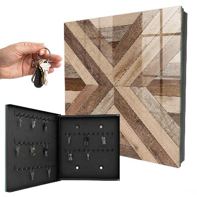 Armario para llaves de madera con diseño geométrico