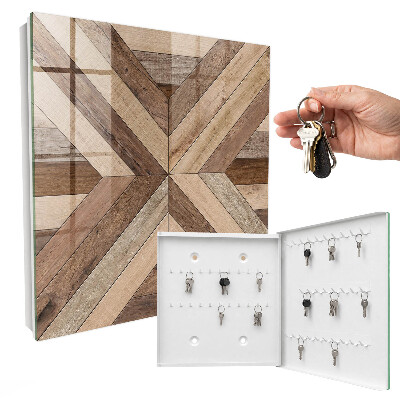 Armario para llaves de madera con diseño geométrico