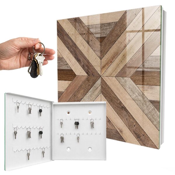 Armario para llaves de madera con diseño geométrico