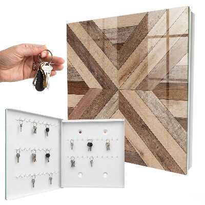 Armario para llaves de madera con diseño geométrico