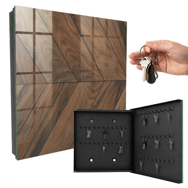 Caja para llaves con diseño de hueso de pescado de madera