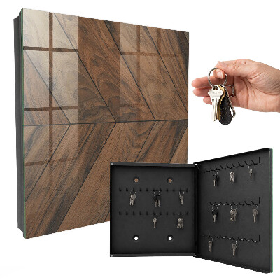 Caja para llaves con diseño de hueso de pescado de madera