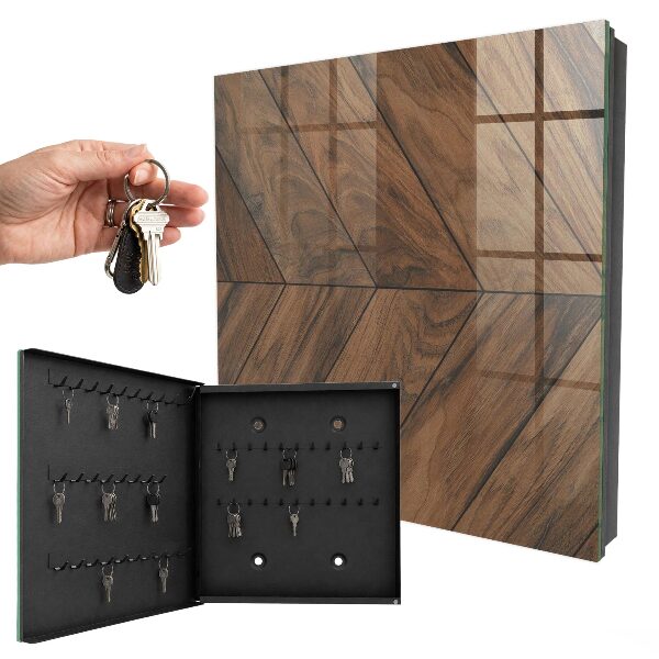 Caja para llaves con diseño de hueso de pescado de madera
