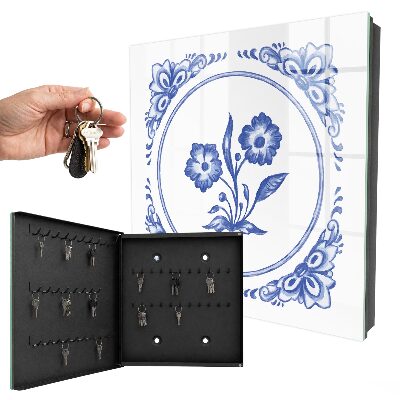 Armario para llaves con diseño de flores azules