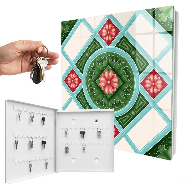Caja para llaves con diseño de geometría floral