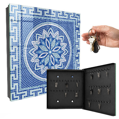 Armario para llaves con diseño de mosaico azul