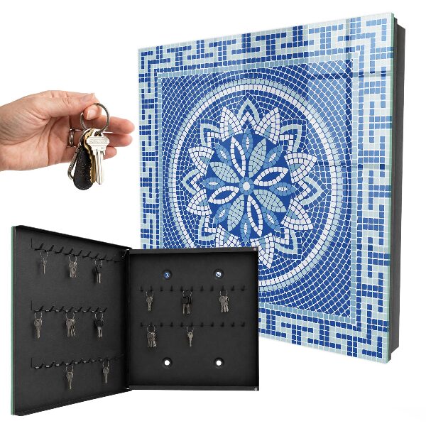 Armario para llaves con diseño de mosaico azul