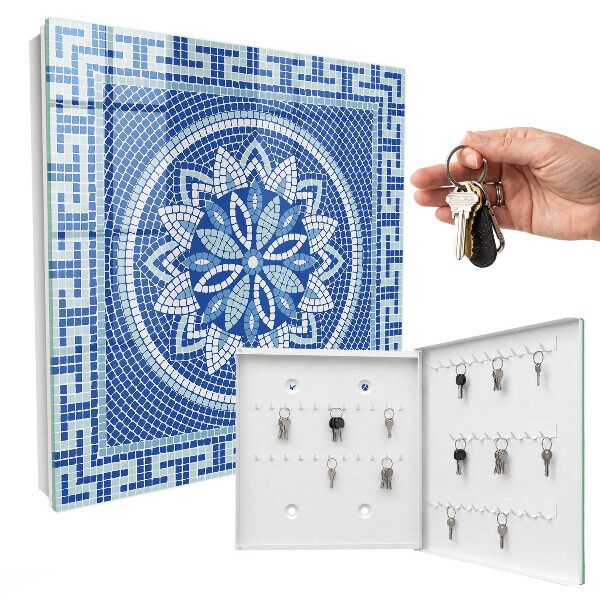Armario para llaves con diseño de mosaico azul