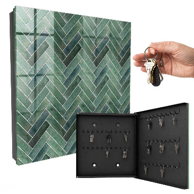 Caja para llaves con diseño de espina de pescado verde