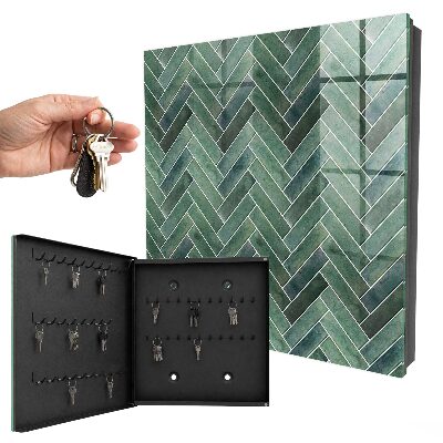 Caja para llaves con diseño de espina de pescado verde