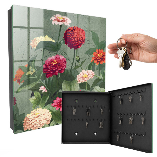 Armario para colgar llaves con diseño de jardín en flor