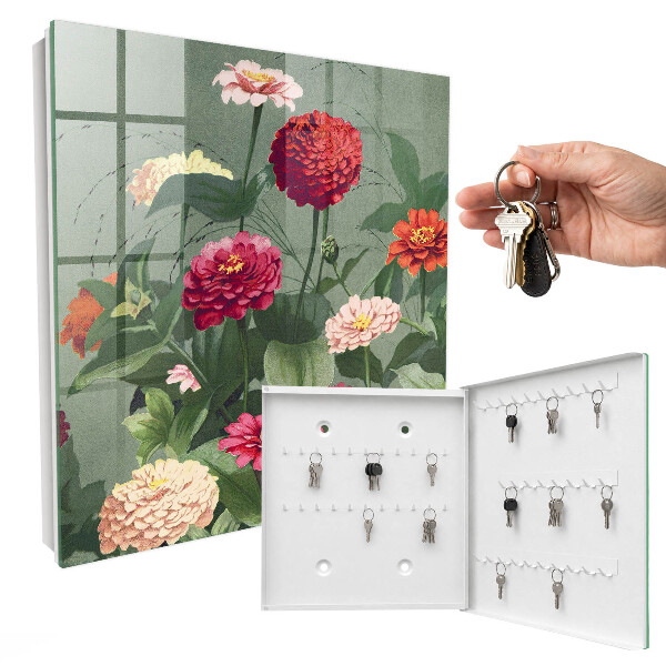 Armario para colgar llaves con diseño de jardín en flor