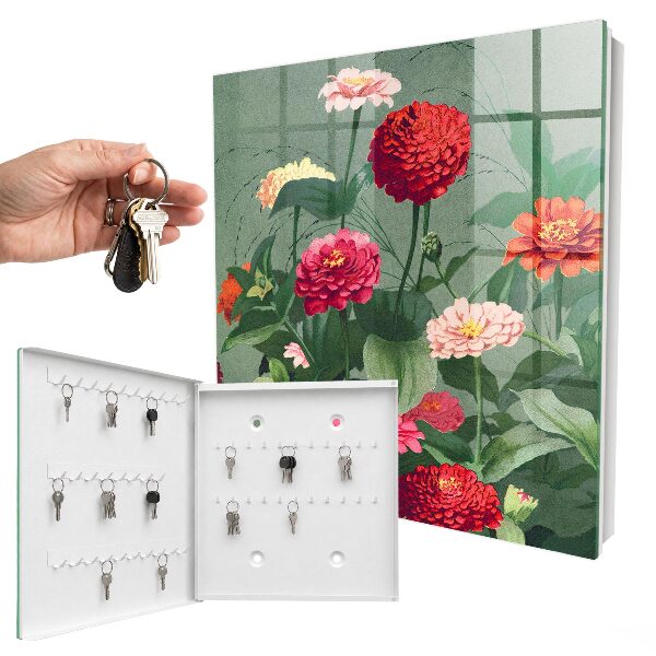 Armario para colgar llaves con diseño de jardín en flor