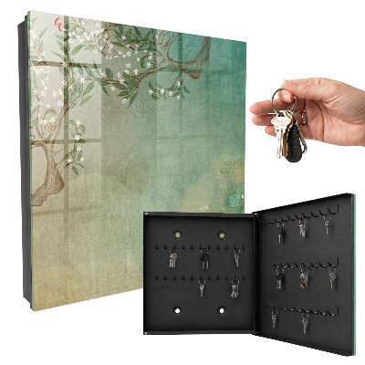 Caja para llaves con diseño de árbol en flor