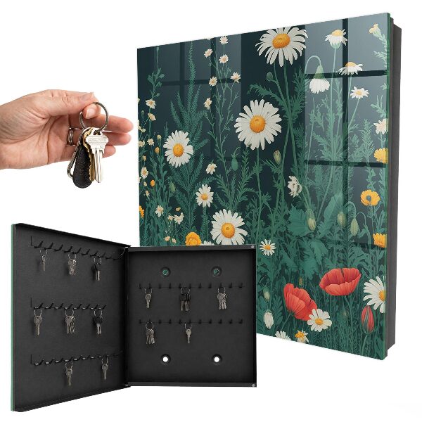 Armario para llaves con diseño de prado de flores