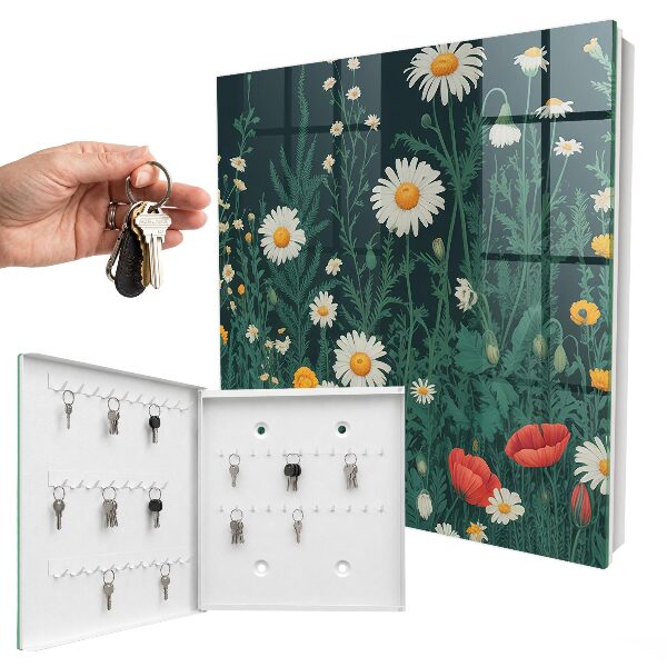 Armario para llaves con diseño de prado de flores