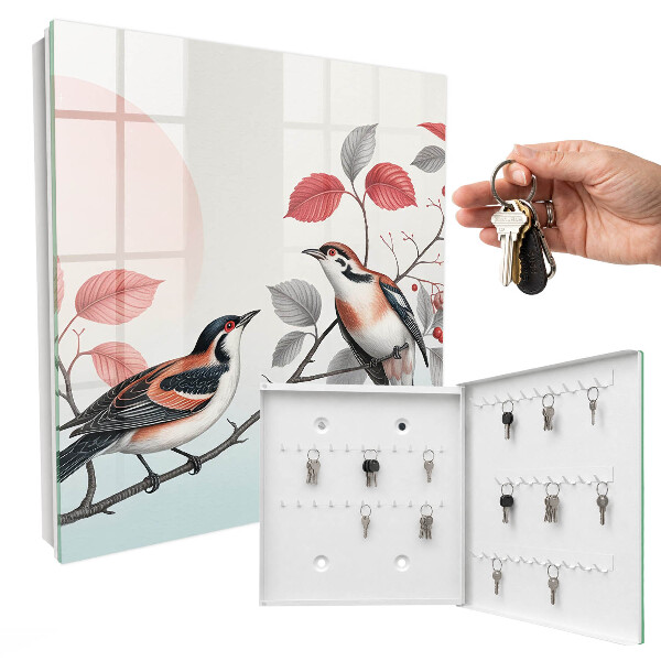 Armario para colgar llaves con diseño de aves y naturaleza