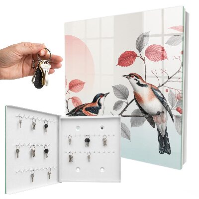 Armario para colgar llaves con diseño de aves y naturaleza