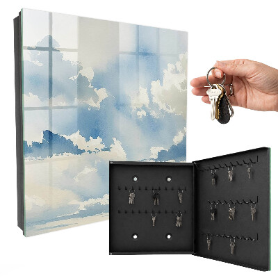 Caja para llaves con diseño de nubes en el cielo