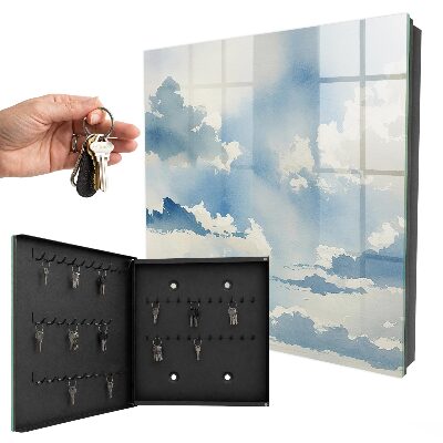 Caja para llaves con diseño de nubes en el cielo