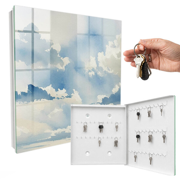 Caja para llaves con diseño de nubes en el cielo