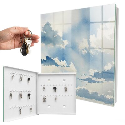 Caja para llaves con diseño de nubes en el cielo