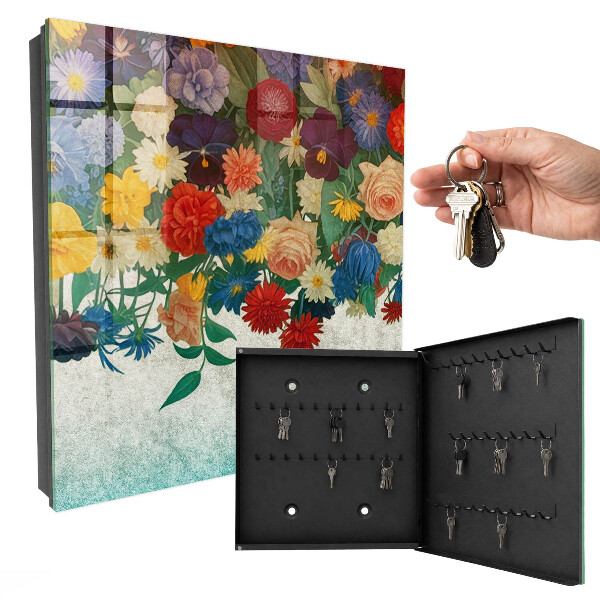 Armario para llaves de pared con diseño de paraíso de flores