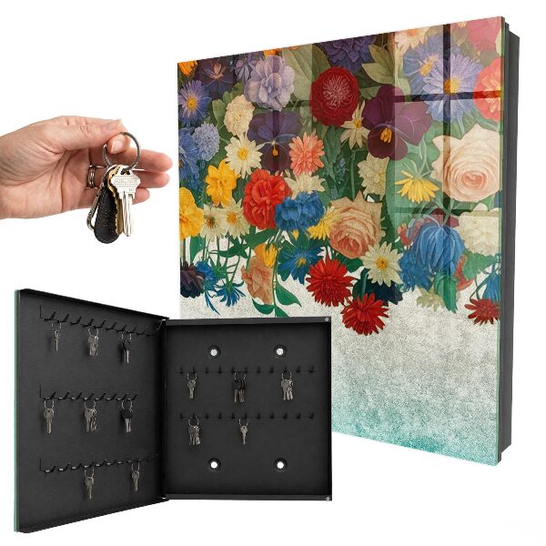 Armario para llaves de pared con diseño de paraíso de flores