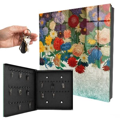Armario para llaves de pared con diseño de paraíso de flores
