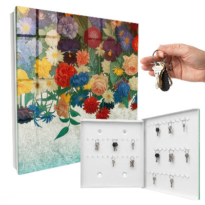 Armario para llaves de pared con diseño de paraíso de flores
