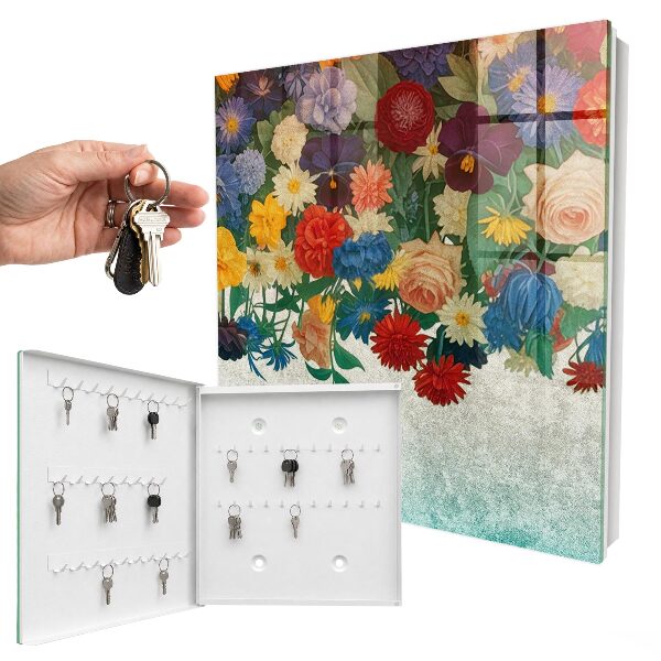 Armario para llaves de pared con diseño de paraíso de flores