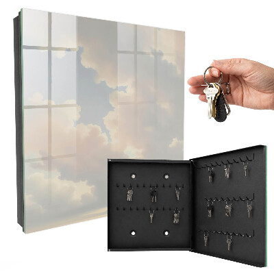 Caja para llaves con diseño de nubes en el cielo