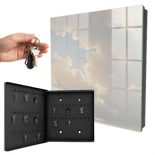Caja para llaves con diseño de nubes en el cielo
