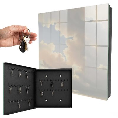 Caja para llaves con diseño de nubes en el cielo