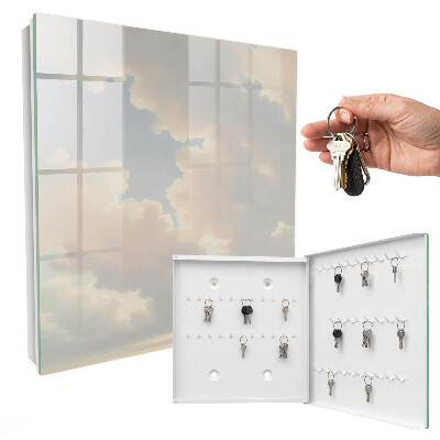 Caja para llaves con diseño de nubes en el cielo