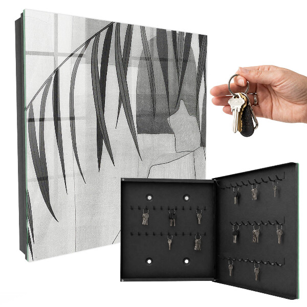 Caja para llaves de diseño con hojas grises
