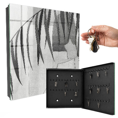 Caja para llaves de diseño con hojas grises