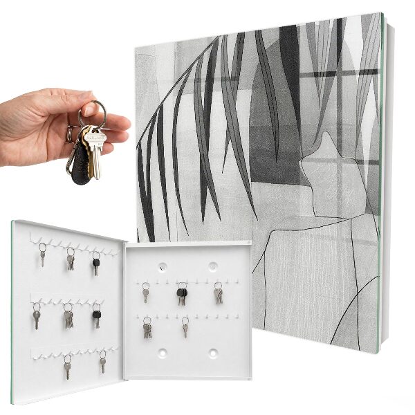 Caja para llaves de diseño con hojas grises