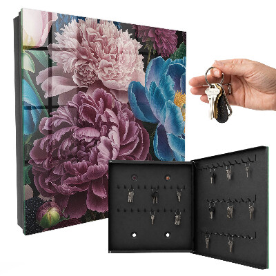 Caja para llaves con diseño de flores coloridas