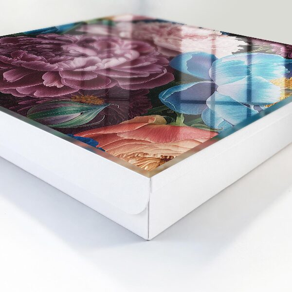 Caja para llaves con diseño de flores coloridas