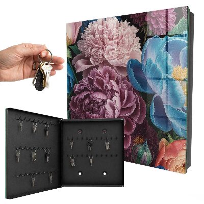 Caja para llaves con diseño de flores coloridas